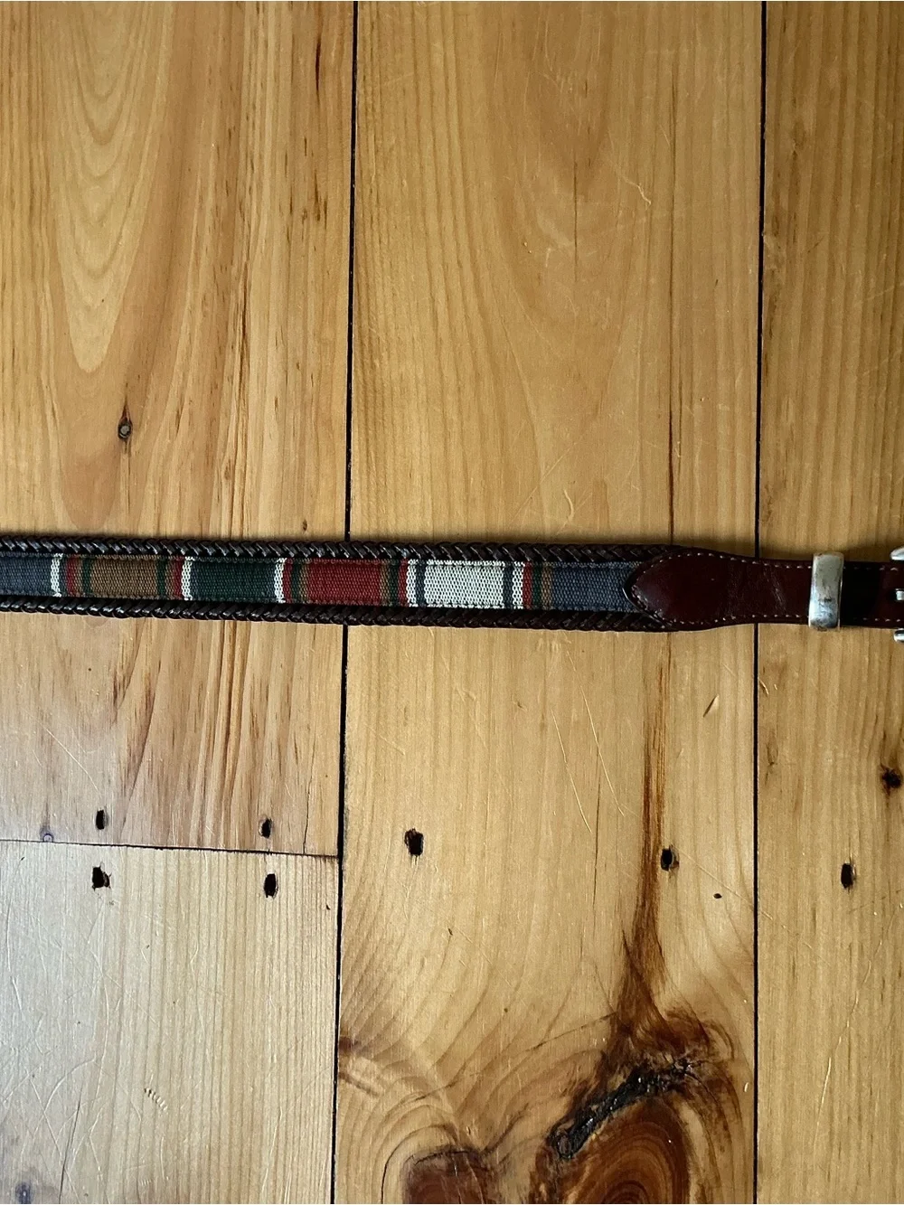 Brighton Santos Men Woven Leather Fabric Belt 36